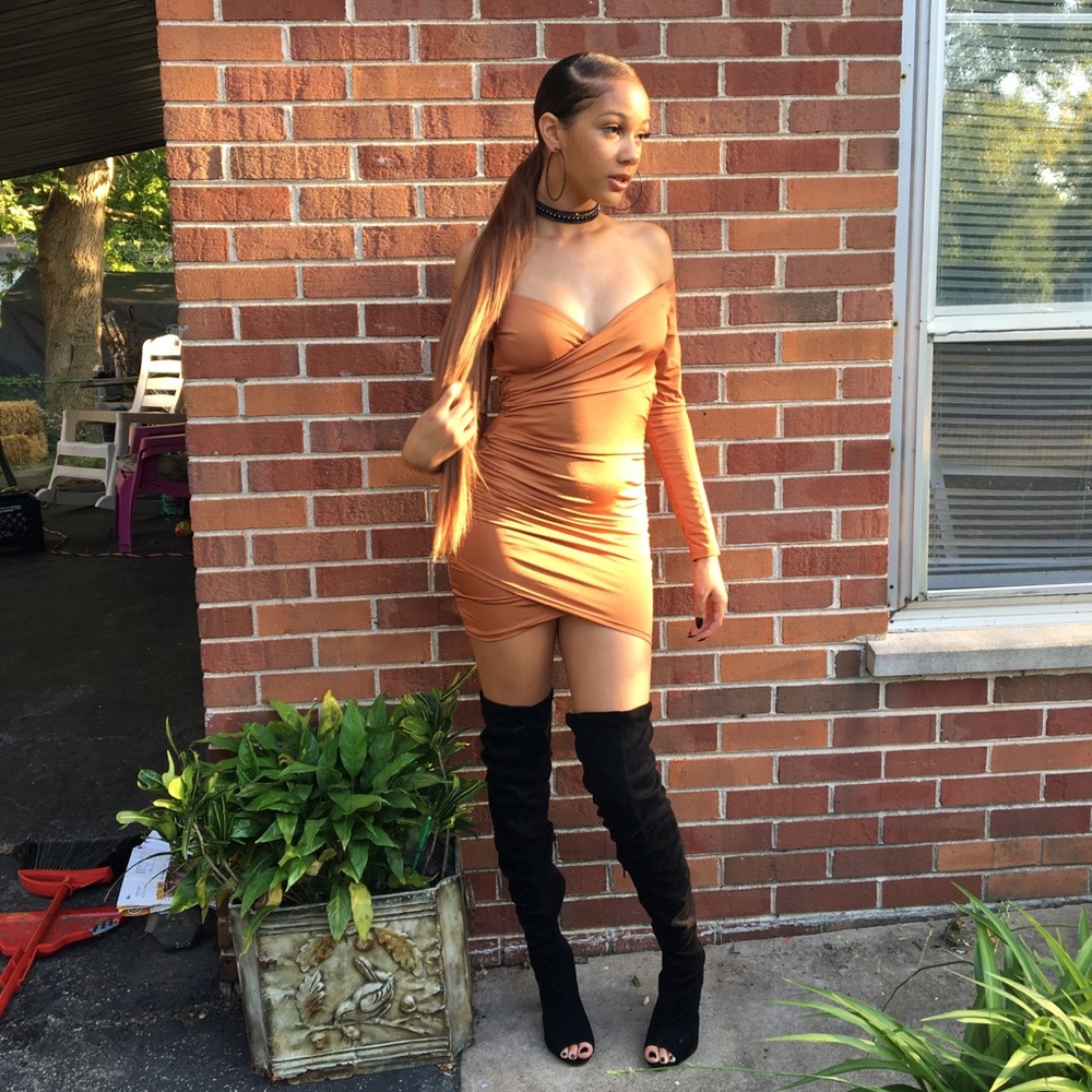 Fashion Nova Camel Dress